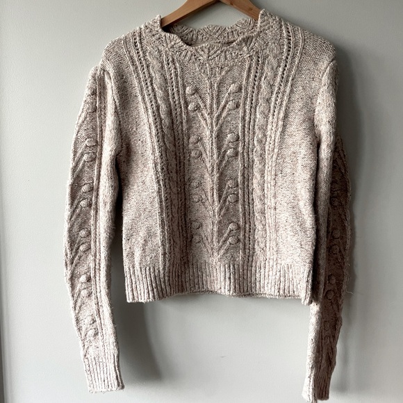 grade & gather Sweaters - Oatmeal scalloped crew neck with detail
